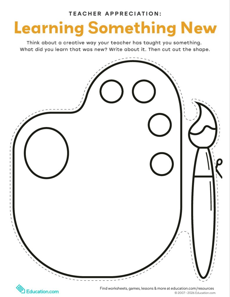 Teacher appreciation: Learning something new worksheet
